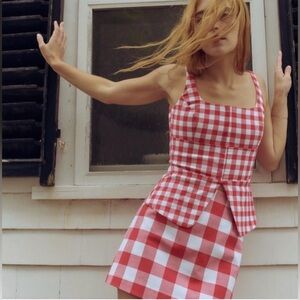 Hill House Red and White Gingham Tank with Matching Mini Skirt